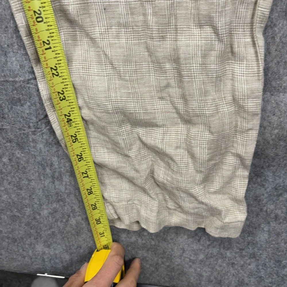 J Crew Oarsman Linen Pants Men's 34x30 Glen Plaid Tan Lightweight